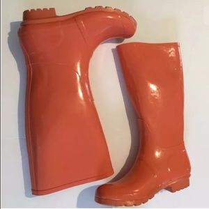 Target coral tall rubber rain boots Sz 9